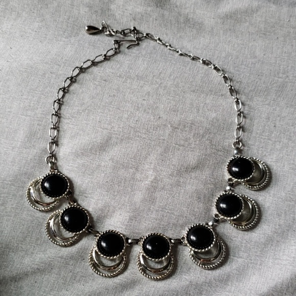 Vintage Jewelry - Black and Silver Choker Necklace